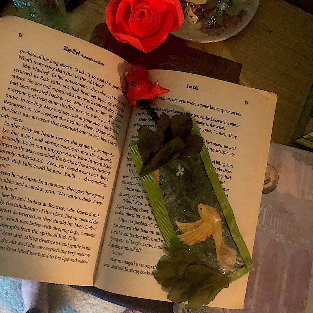 Handcrafted Bookmark w/ Tiny Resin Cardinal Dangle